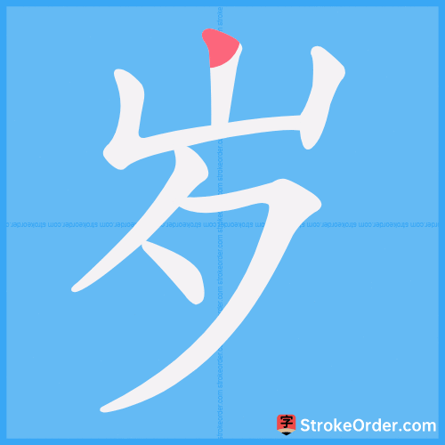 岁 Stroke Order Animation