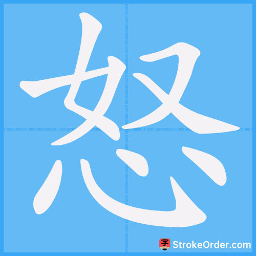 怒 Stroke Order Animation