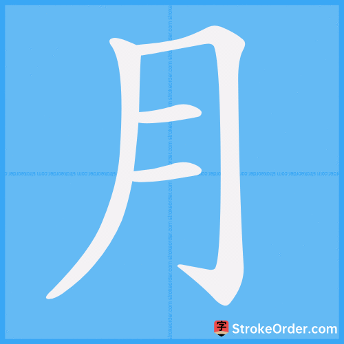 月 Stroke Order Animation