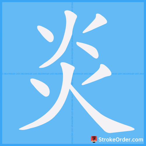 炎 Stroke Order Animation