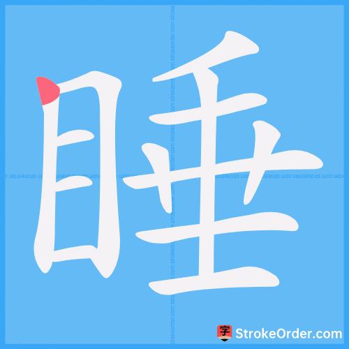 睡 Stroke Order Animation