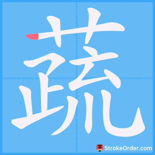 蔬 Stroke Order Animation