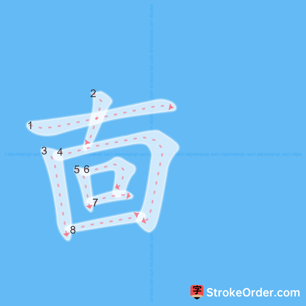 Standard stroke order for the Chinese character 㐭