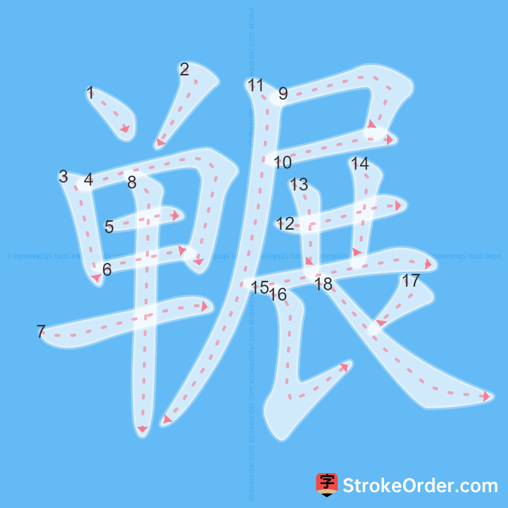 Standard stroke order for the Chinese character 冁