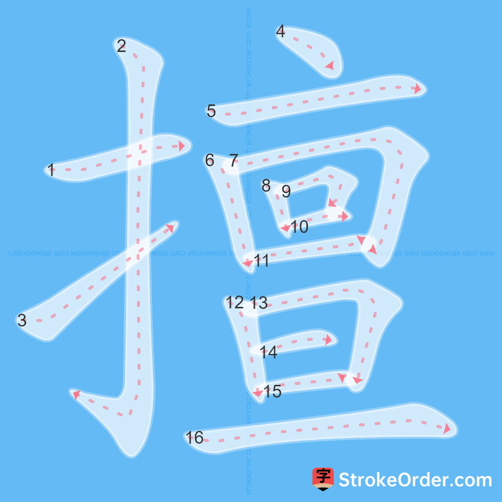Standard stroke order for the Chinese character 擅