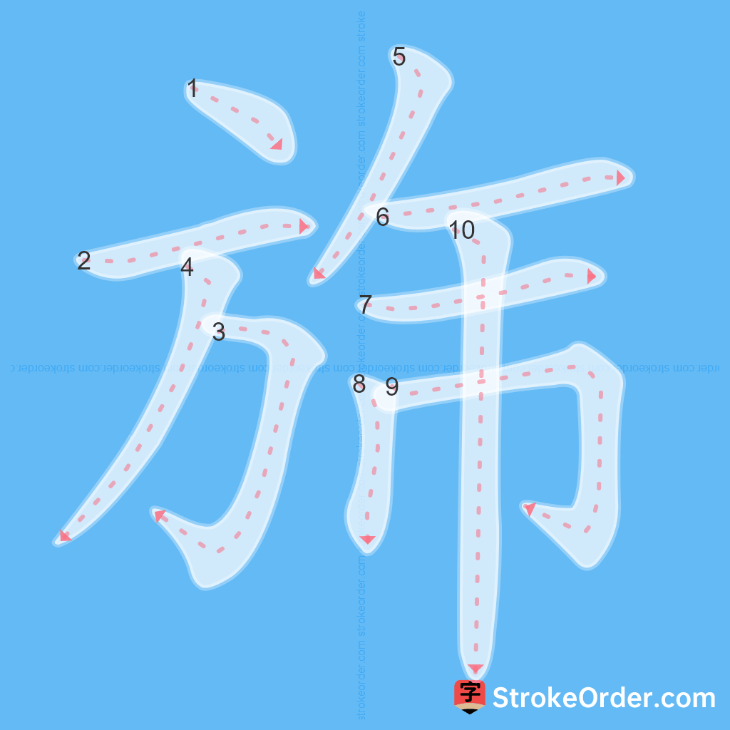 Standard stroke order for the Chinese character 旆