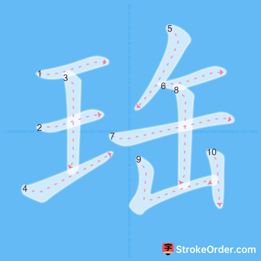 Standard stroke order for the Chinese character 珤