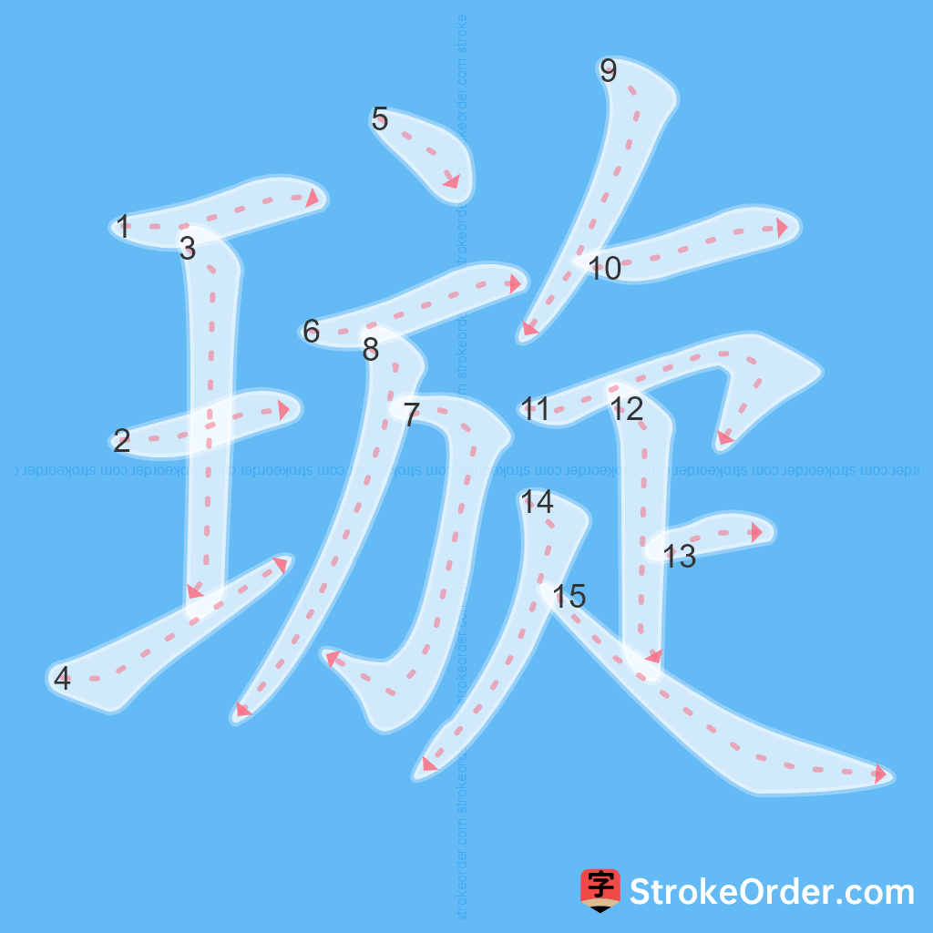 Standard stroke order for the Chinese character 璇