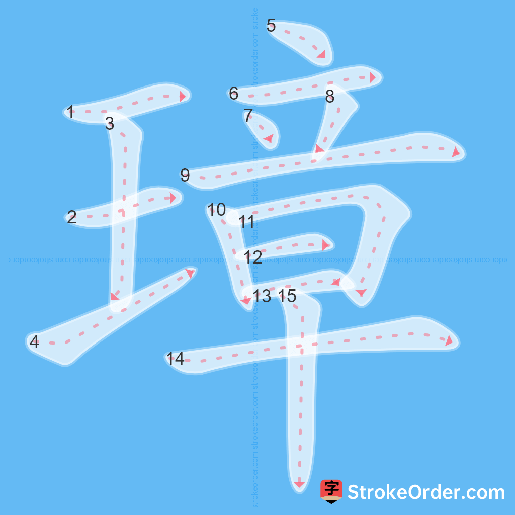 Standard stroke order for the Chinese character 璋