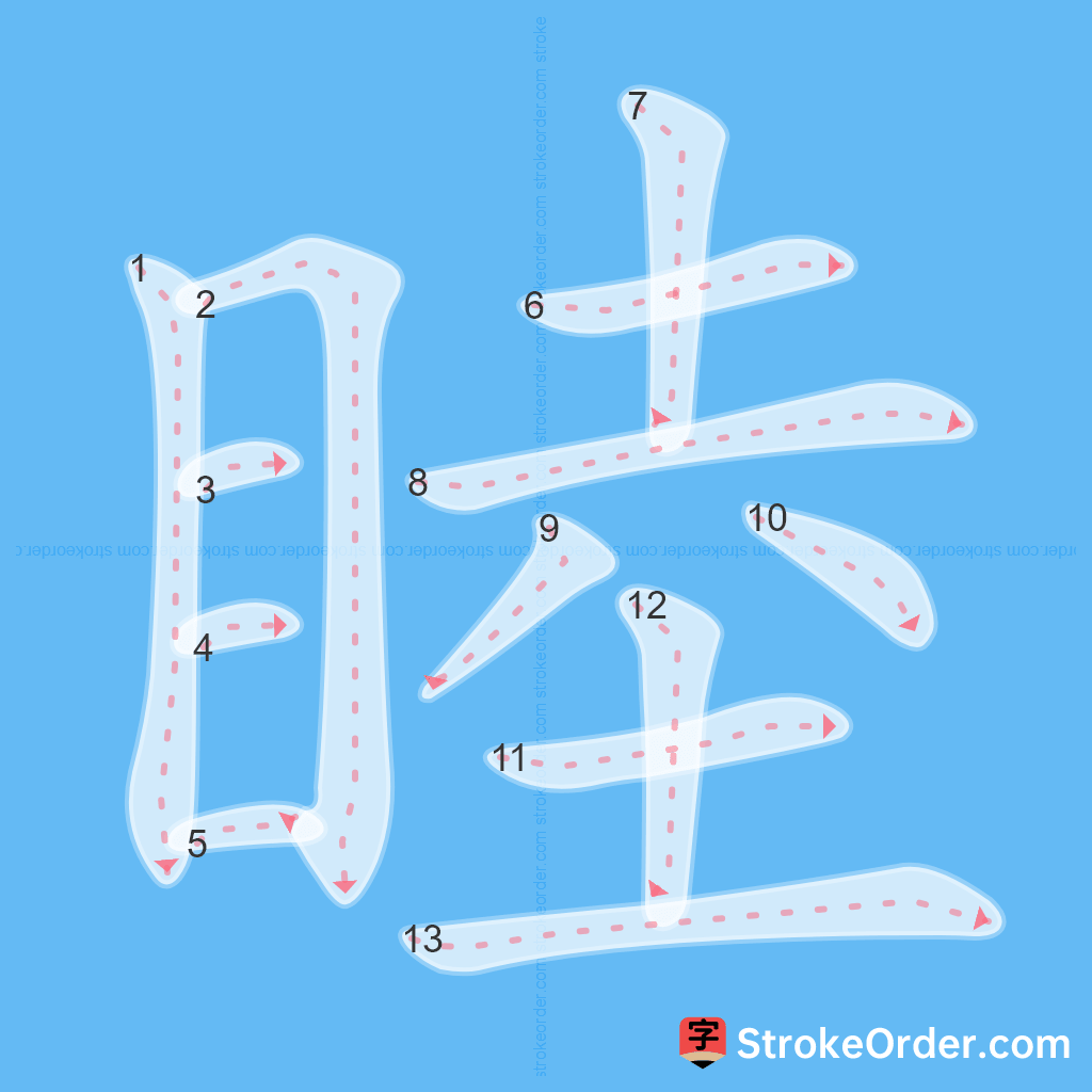 Standard stroke order for the Chinese character 睦