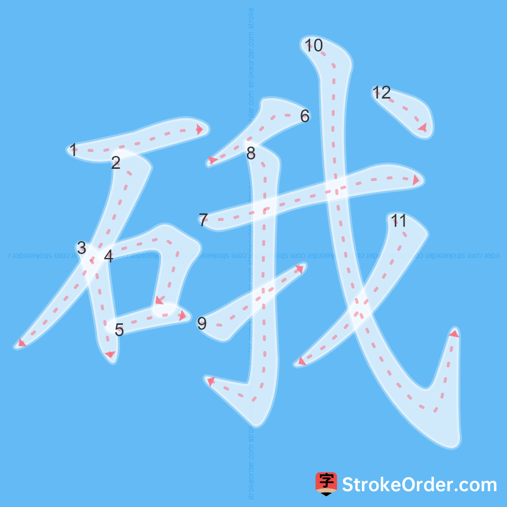 Standard stroke order for the Chinese character 硪