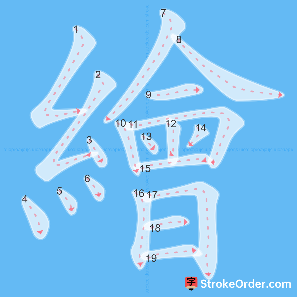 Standard stroke order for the Chinese character 繪
