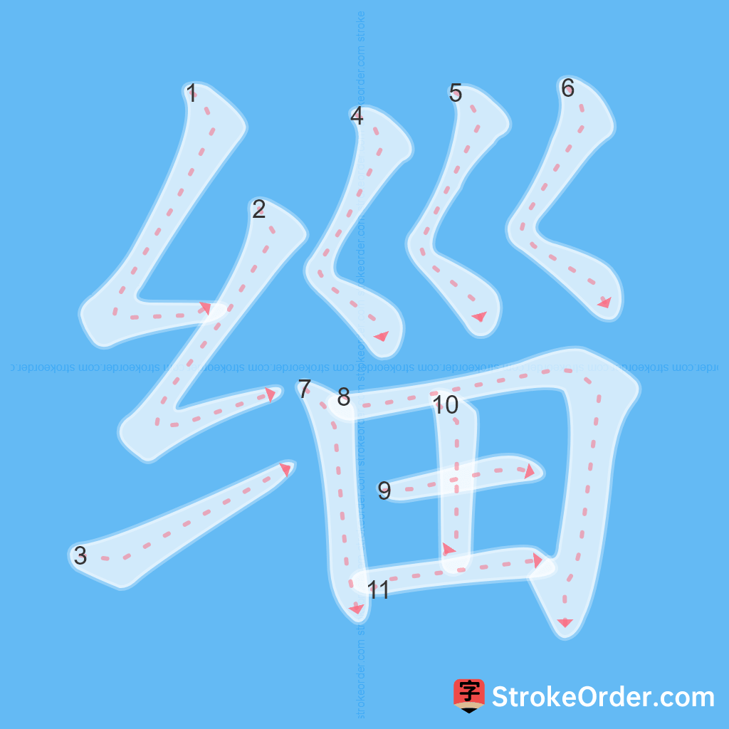 Standard stroke order for the Chinese character 缁
