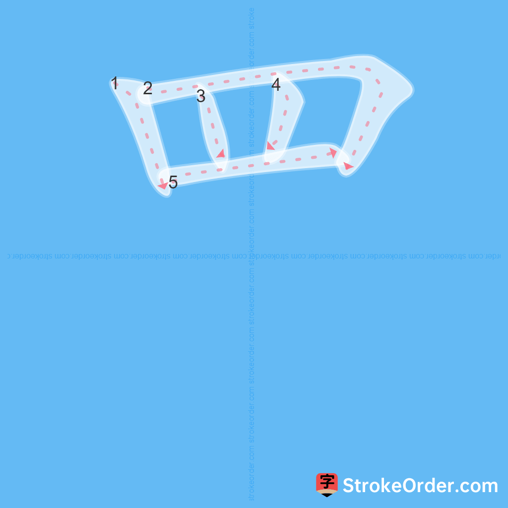 Standard stroke order for the Chinese character 罒