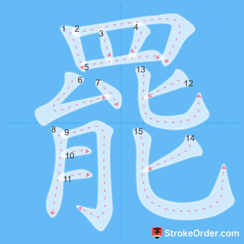 Standard stroke order for the Chinese character 罷