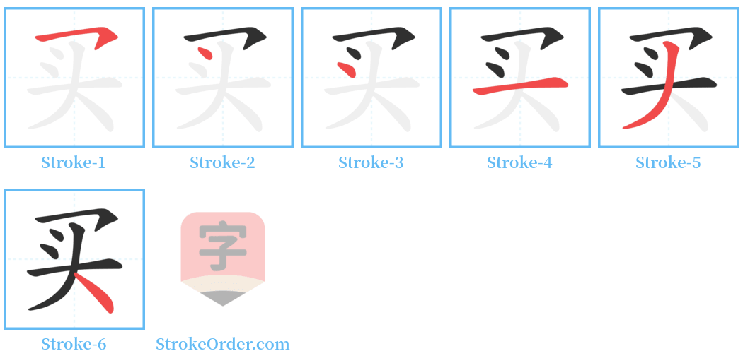 买 Stroke Order Diagrams