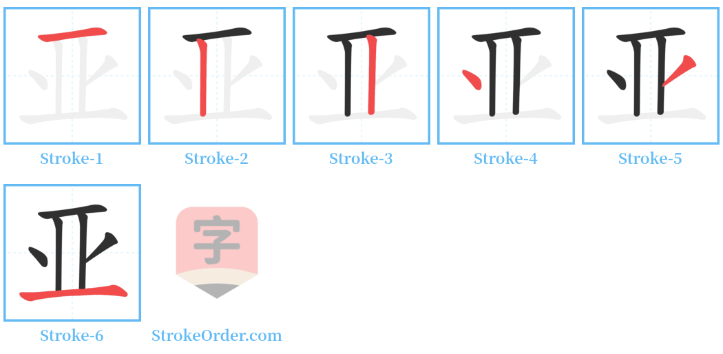 亚 Stroke Order Diagrams