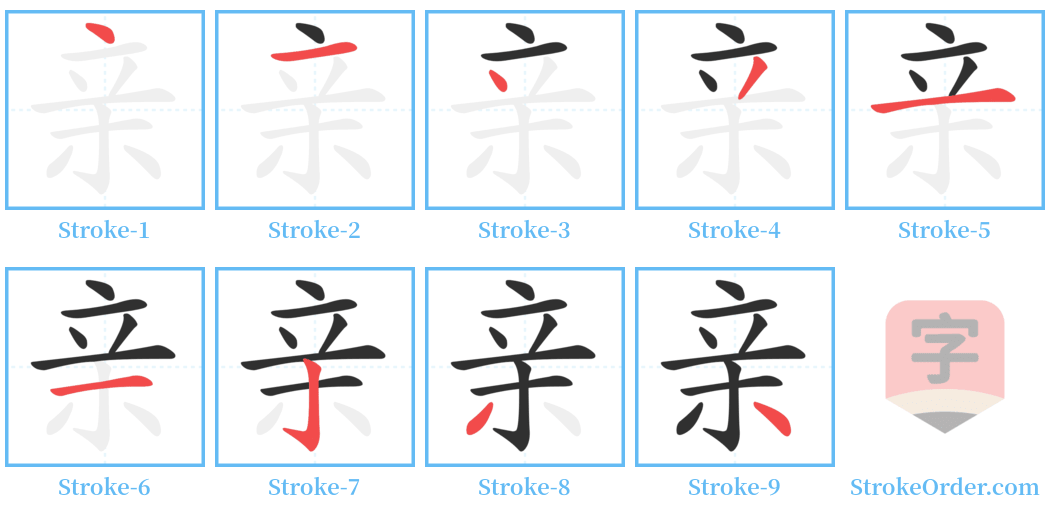 亲 Stroke Order Diagrams
