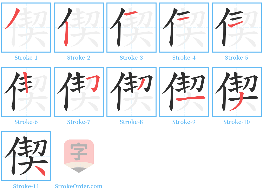 偰 Stroke Order Diagrams