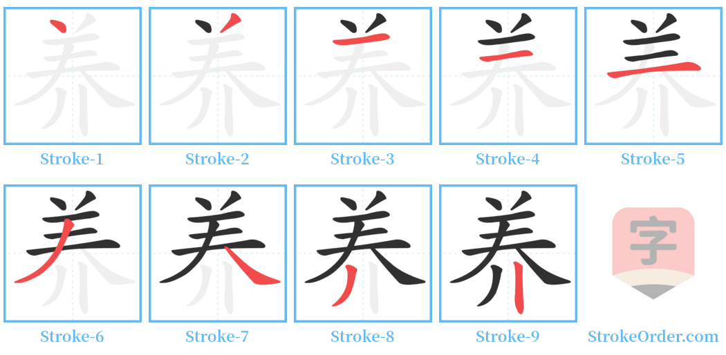 养 Stroke Order Diagrams