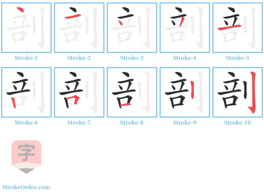 剖 Stroke Order Diagrams