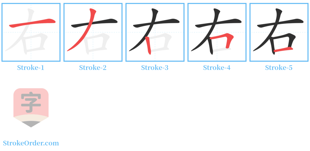 右 Stroke Order Diagrams