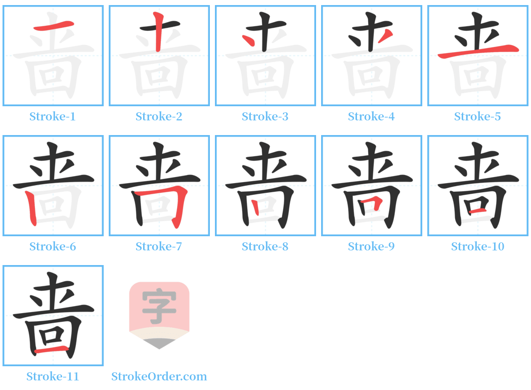 啬 Stroke Order Diagrams