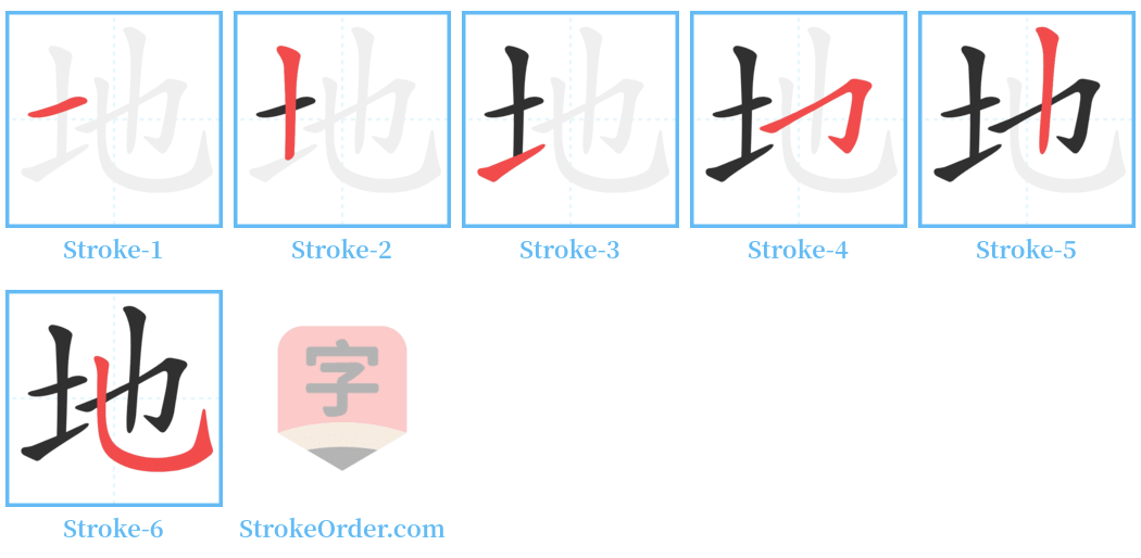 地 Stroke Order Diagrams