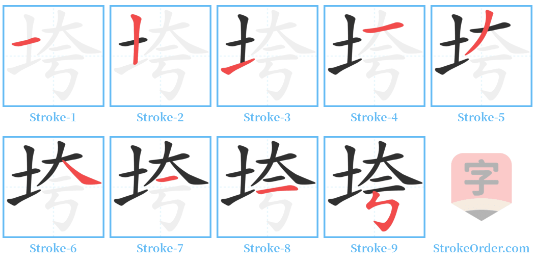 垮 Stroke Order Diagrams