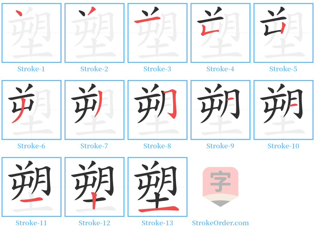 塑 Stroke Order Diagrams