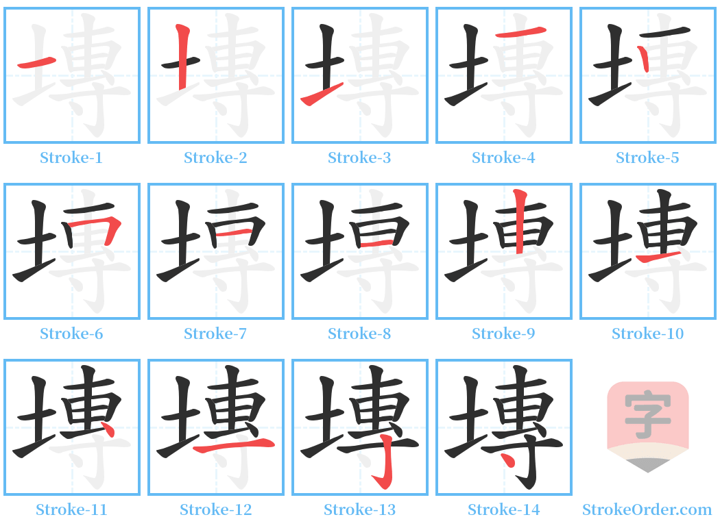 塼 Stroke Order Diagrams