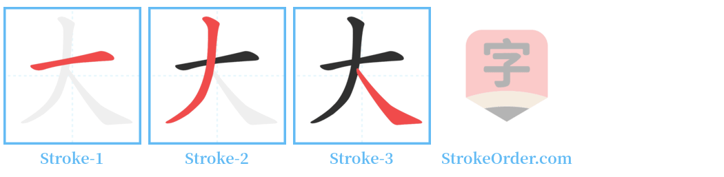 大 Stroke Order Diagrams