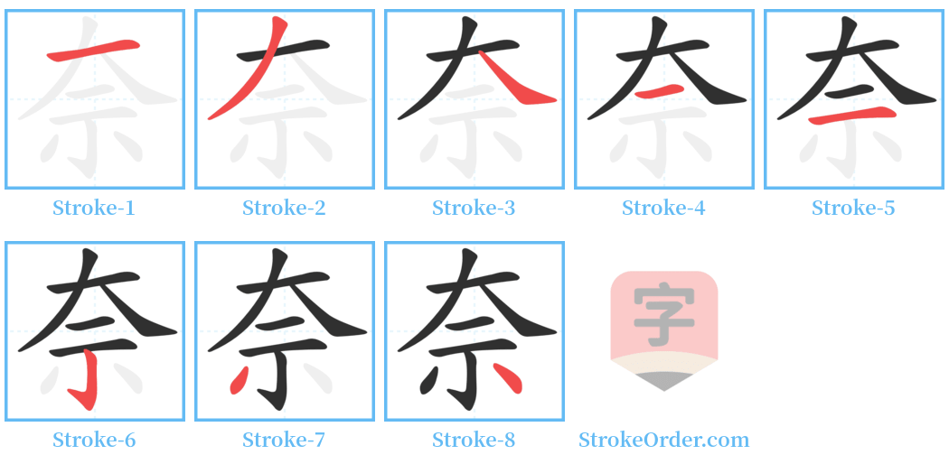 奈 Stroke Order Diagrams