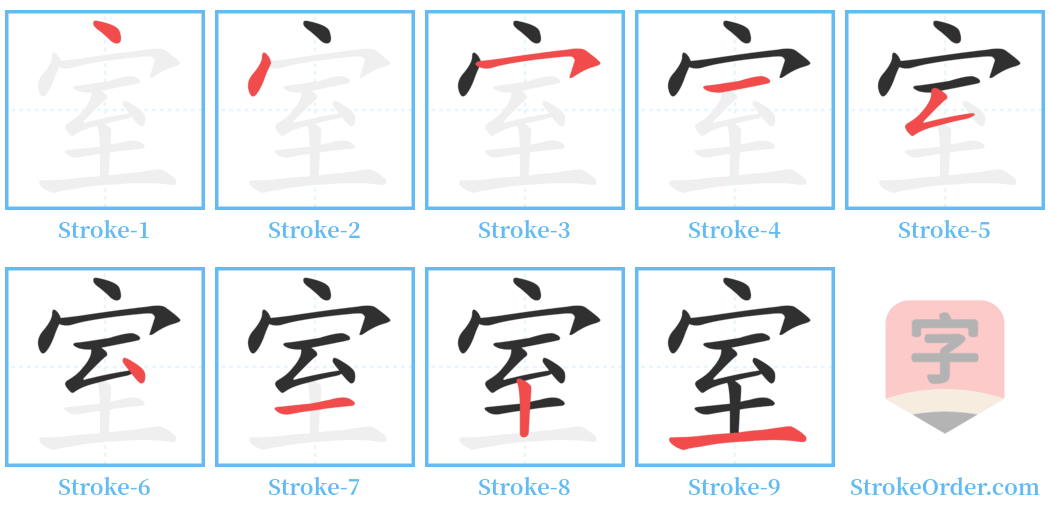 室 Stroke Order Diagrams