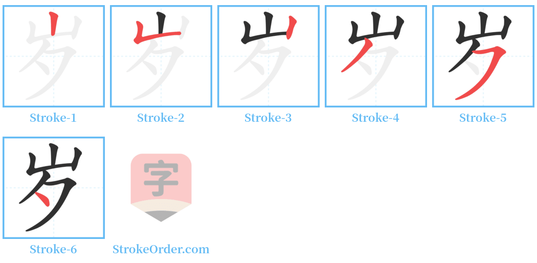 岁 Stroke Order Diagrams