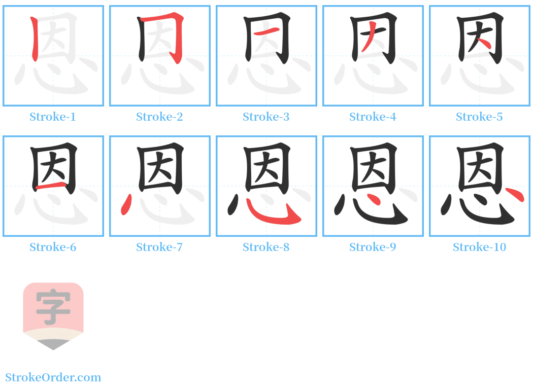 恩 Stroke Order Diagrams