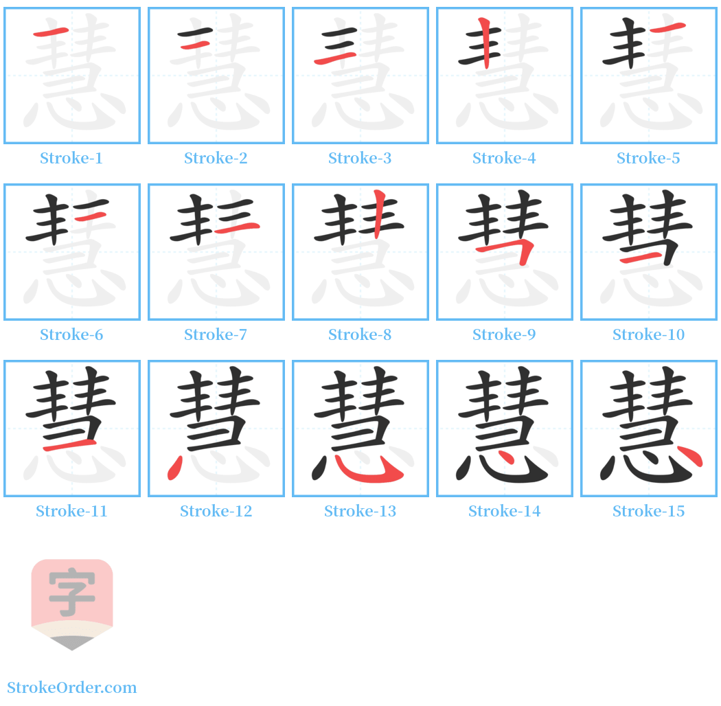 慧 Stroke Order Diagrams