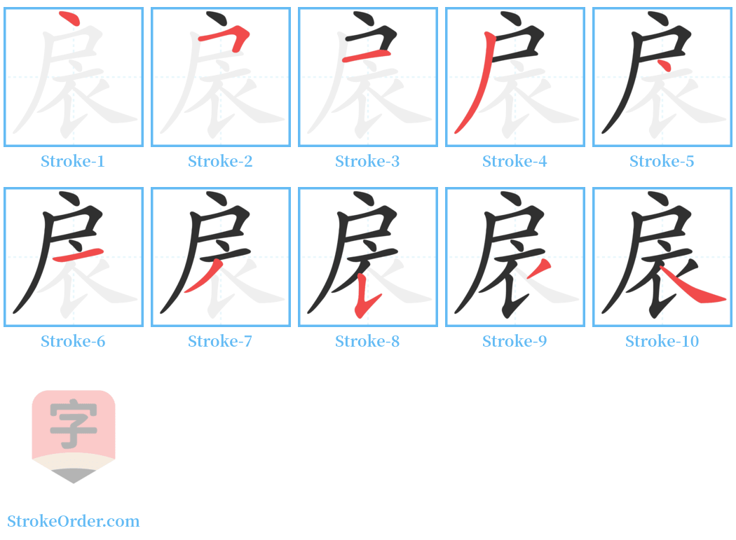 扆 Stroke Order Diagrams