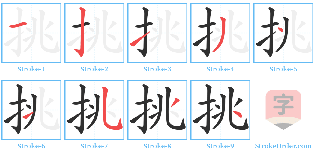 挑 Stroke Order Diagrams