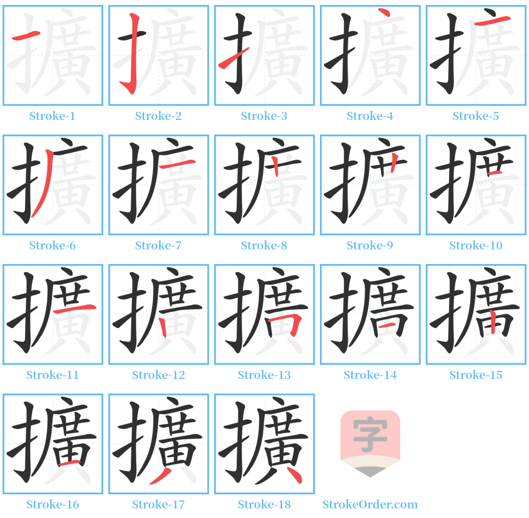擴 Stroke Order Diagrams