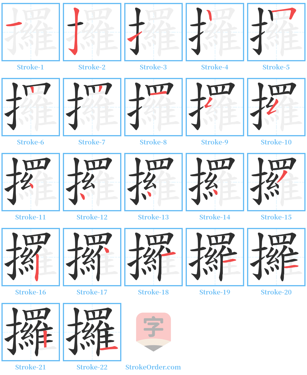 攞 Stroke Order Diagrams