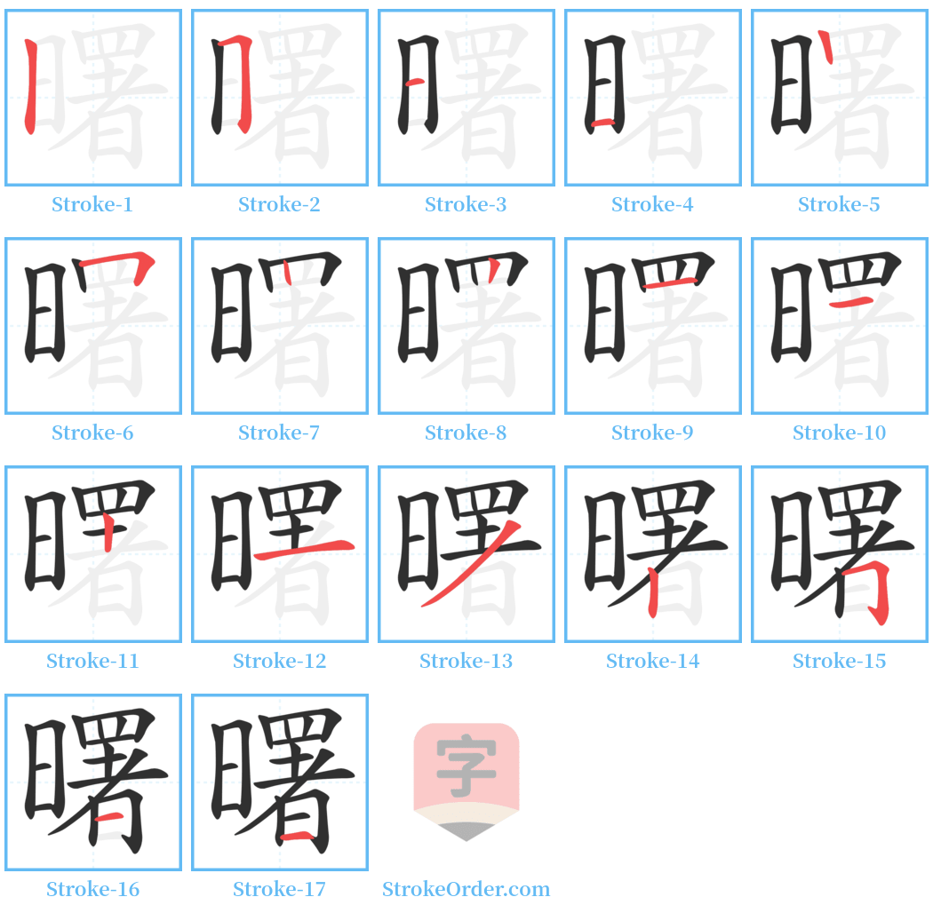 曙 Stroke Order Diagrams