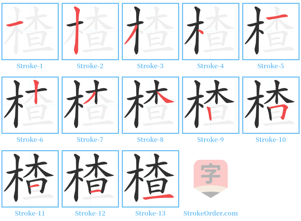 楂 Stroke Order Diagrams