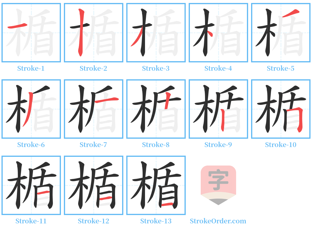 楯 Stroke Order Diagrams