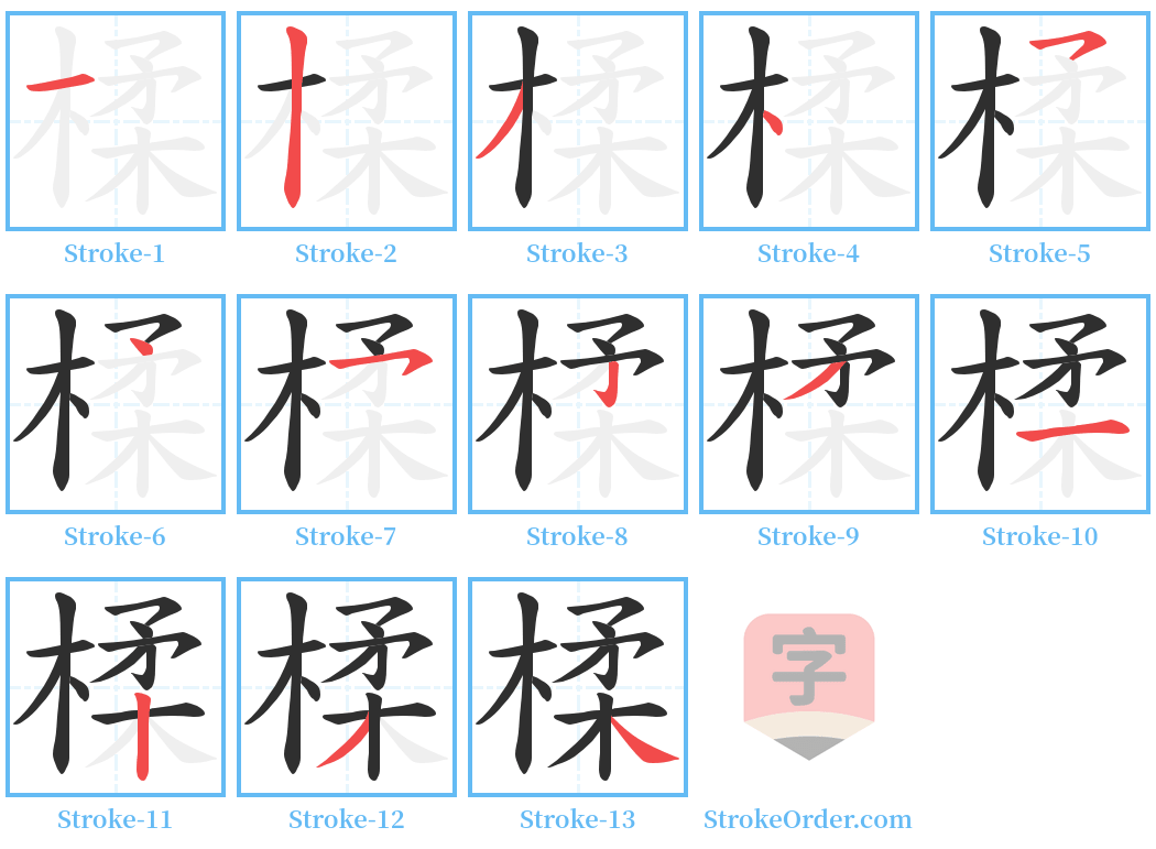 楺 Stroke Order Diagrams