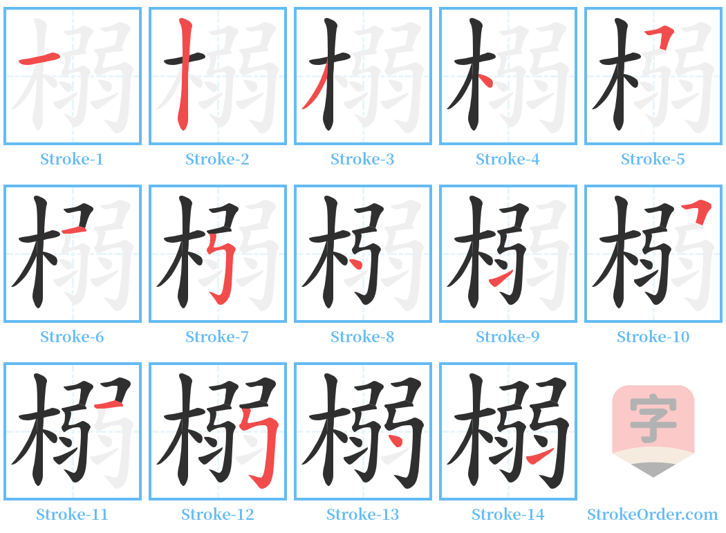 榒 Stroke Order Diagrams