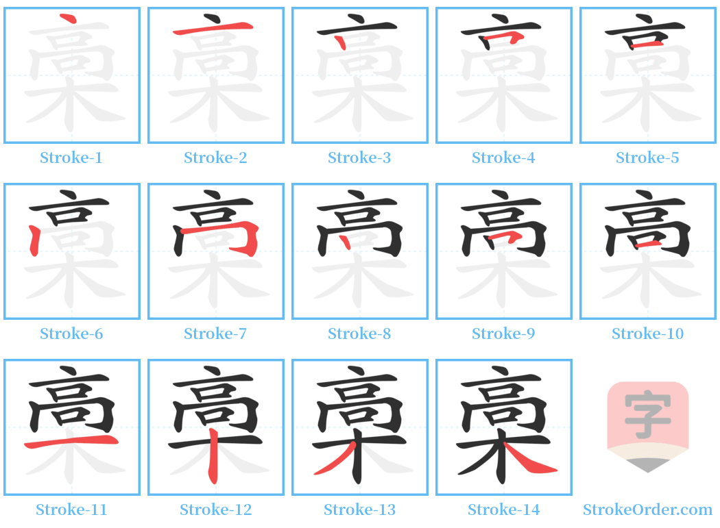 槀 Stroke Order Diagrams