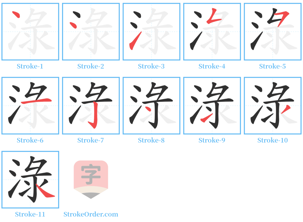 淥 Stroke Order Diagrams