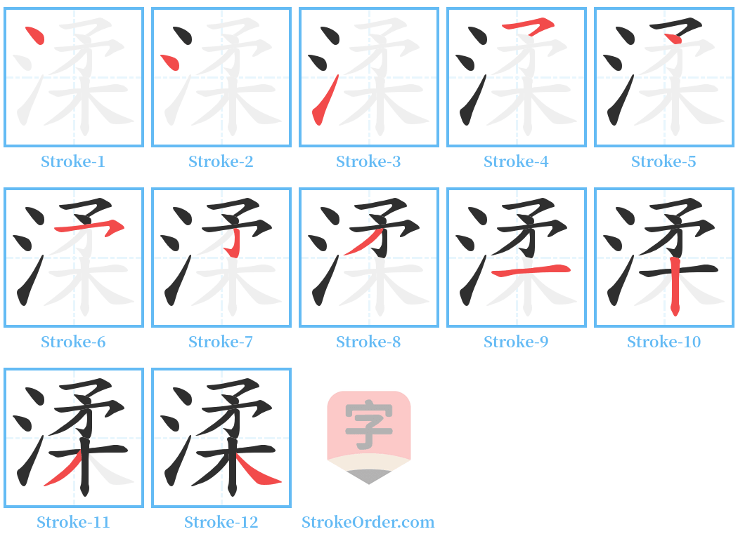 渘 Stroke Order Diagrams