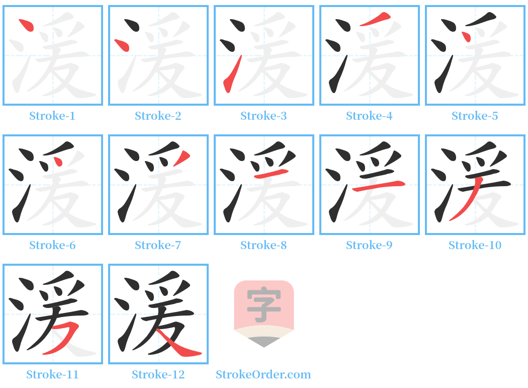 湲 Stroke Order Diagrams